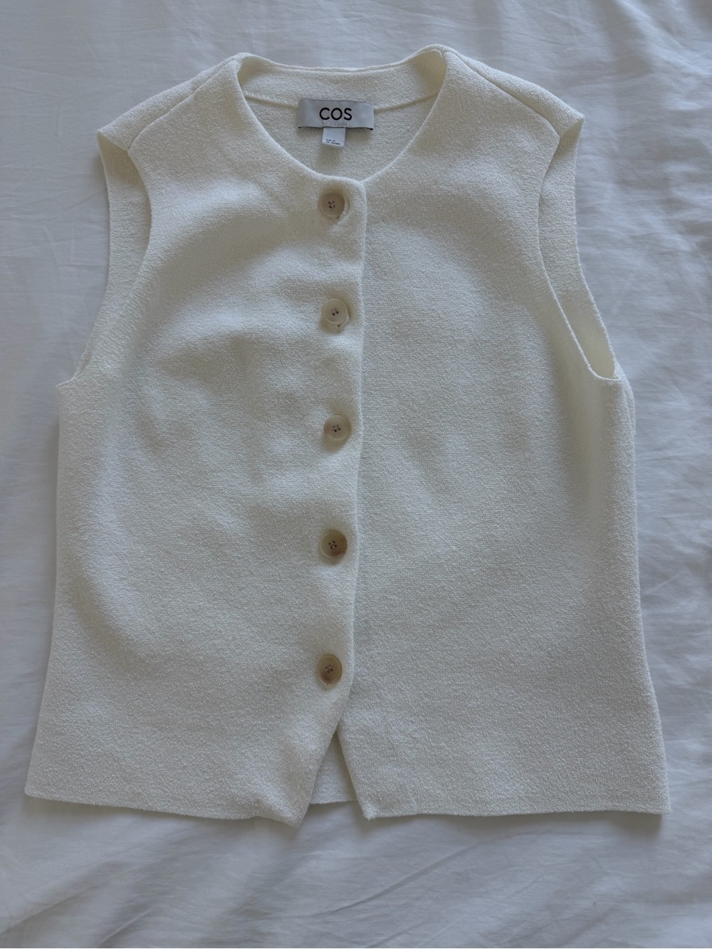 COS Cream Button-Front Sleeveless Top
